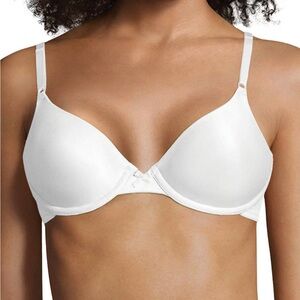 Maidenform T-Shirt Bra Womens 36 C White One Fab Fit Demi Coverage Underwire New